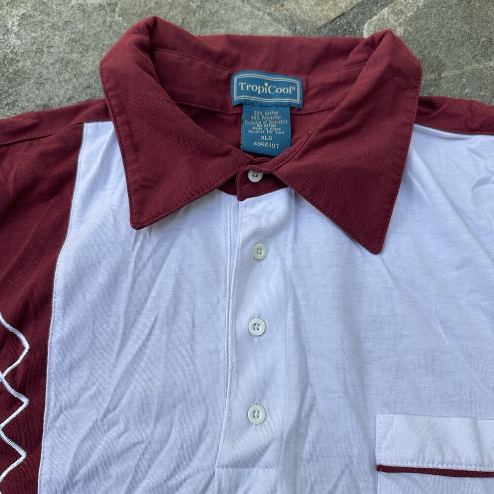 TropiCool Polo Shirt Mens Extra Large Red Retro Vacation Resort Golf Dad